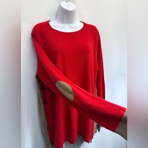 J CREW Sweater Womens XL ANGORA Colorblock Elbow Patch Wool Rabbit Hair Blend